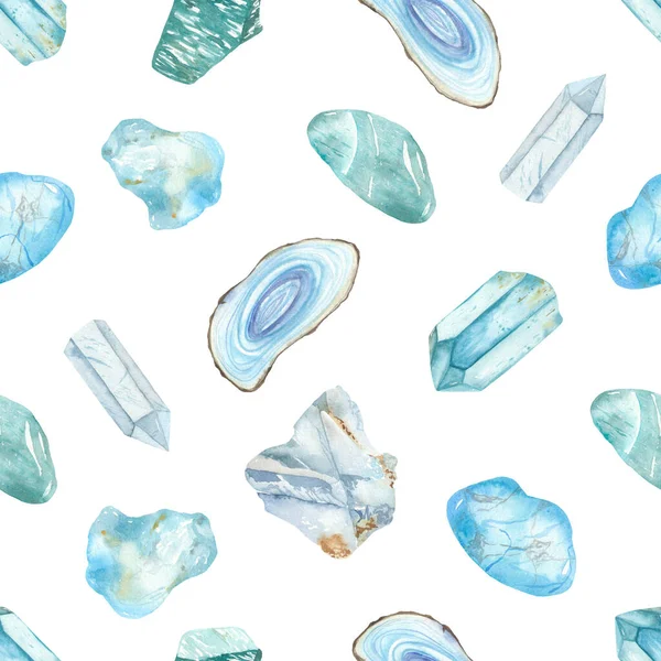 Boğaz Için Şifalı Kristallerle Sulu Boya Deseni — Stok fotoğraf