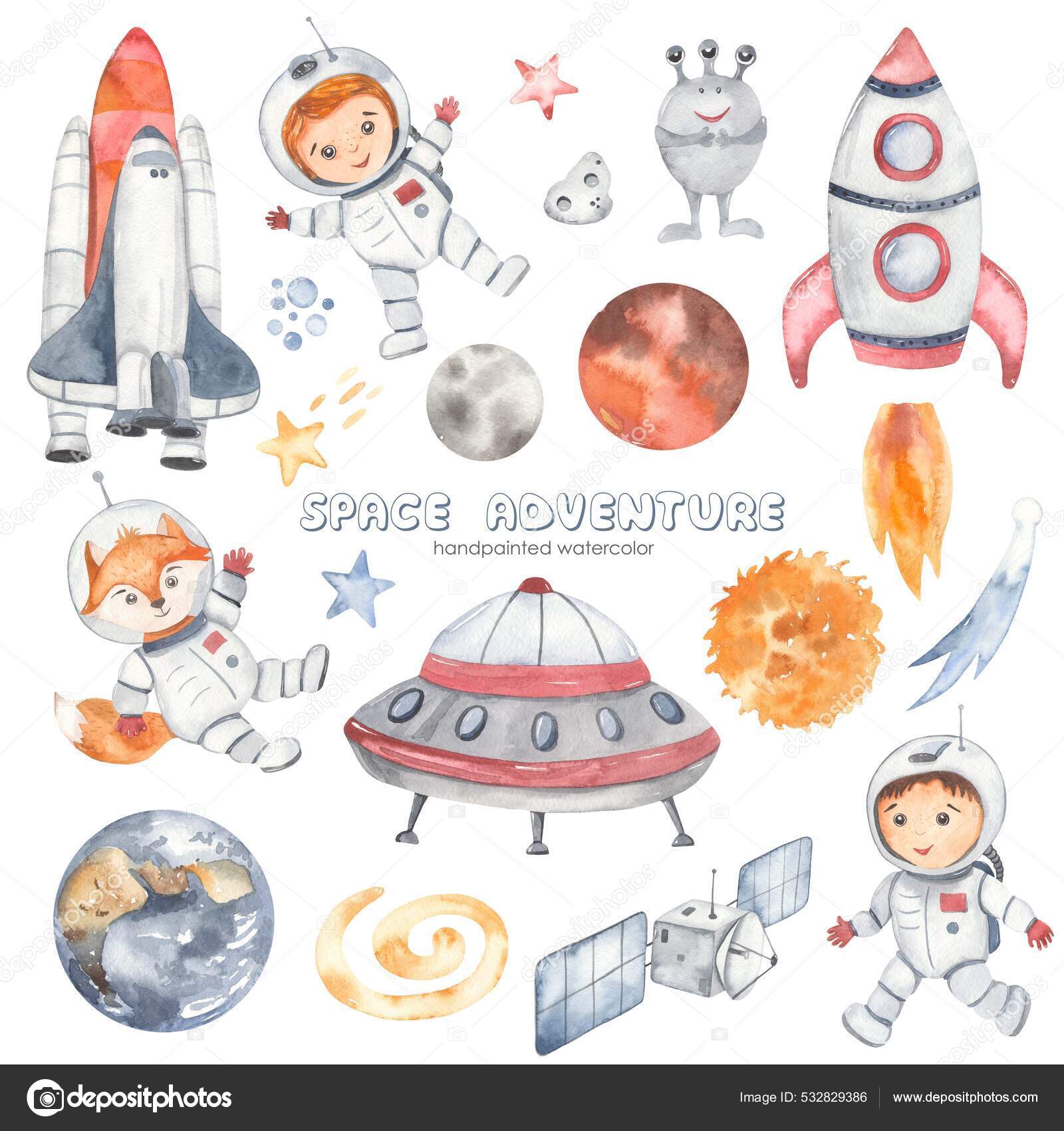 Aventura Espacial Con Planetas Del Sistema Solar Pequeños Astronautas  Cohetes Ilustración de stock #532829386 de ©MarinaErmakova, image size:1600x1700