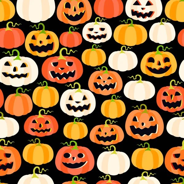Dessin Animé Citrouilles Motif Sans Couture Halloween Automne Illustration Vectorielle — Image vectorielle