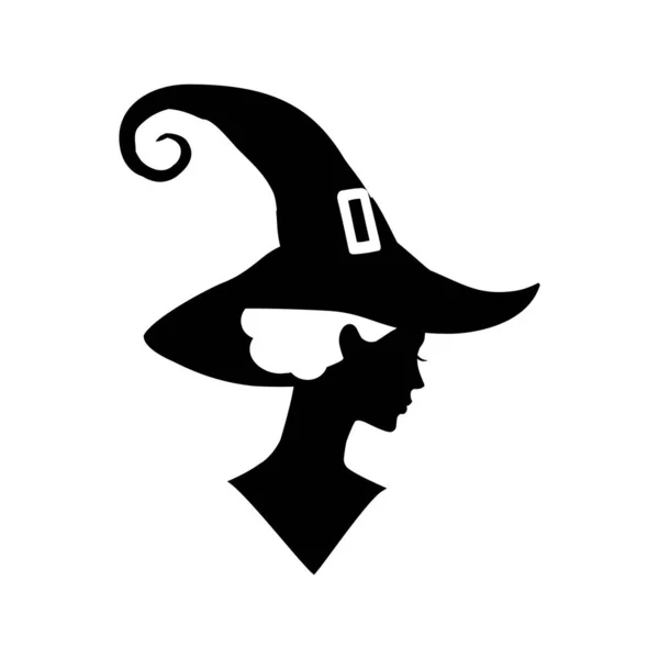 Head Witch Profile Silhuette Vector Illustration White Background — Stock Vector