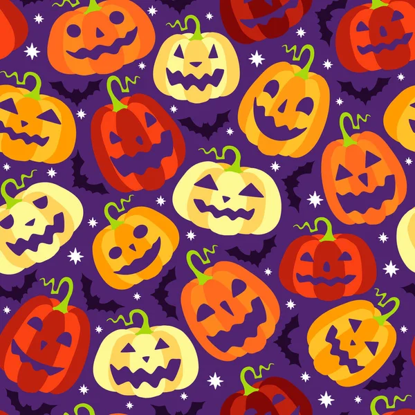 Calabazas Dibujos Animados Patrón Sin Costura Halloween Vector Ilustración — Vector de stock