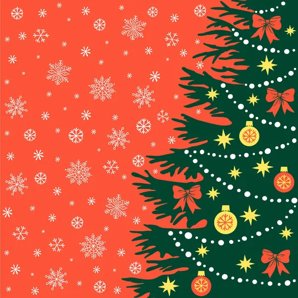 ベクトルイラスト デザインのためのテンプレート グリーティングカード 招待状付きクリスマスツリーシルエット — ストックベクタ