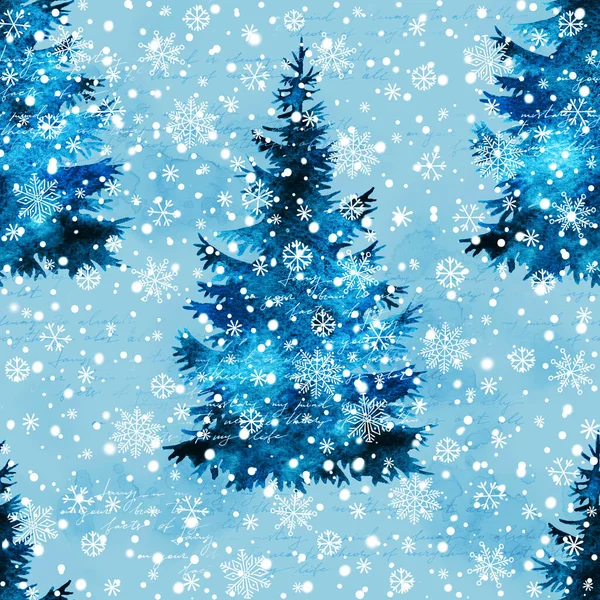 Albero Natale Pittura Mano Acquerello Silhouette Modello Vintage Vacanza Senza — Foto Stock