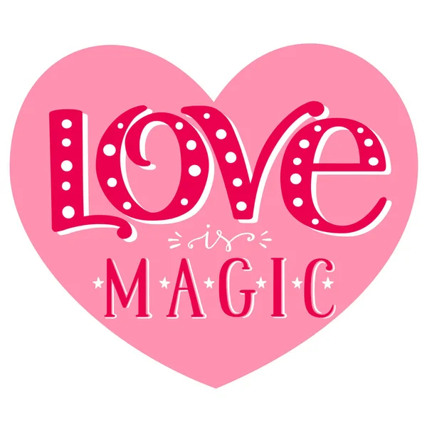 Amor Magia Cartaz Para Dia Dos Namorados Romântico Amor Ilustração — Vetor de Stock