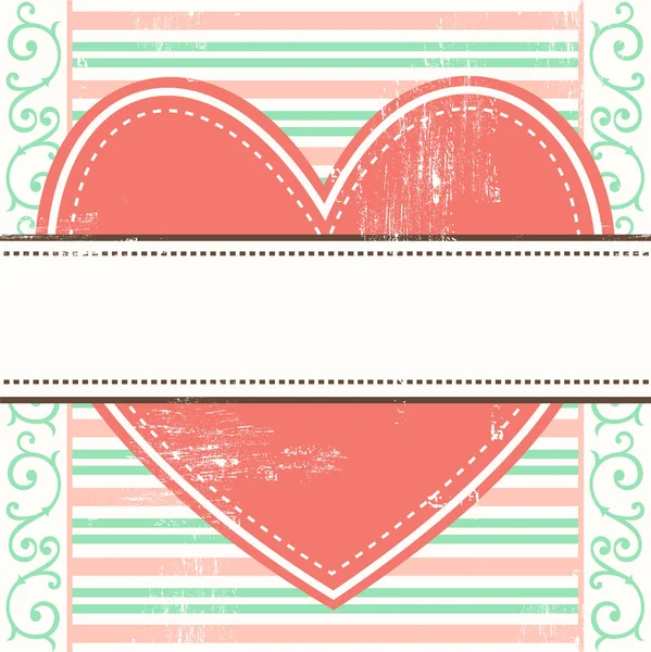 Vector Vintage Retro Background Heart Place Text Template Wedding Invitations — Stock Vector