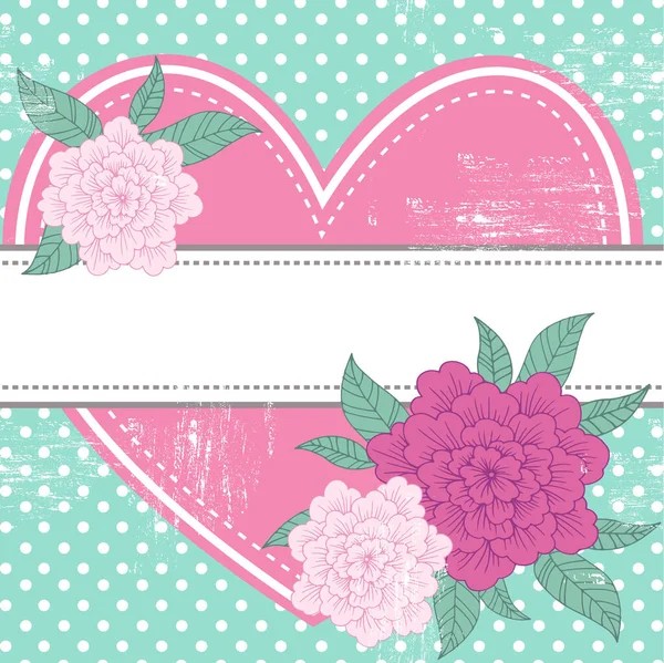 Векторный Винтажный Ретро Фон Розовое Сердце Цветы Шаблон Свадебных Приглашений — стоковый вектор