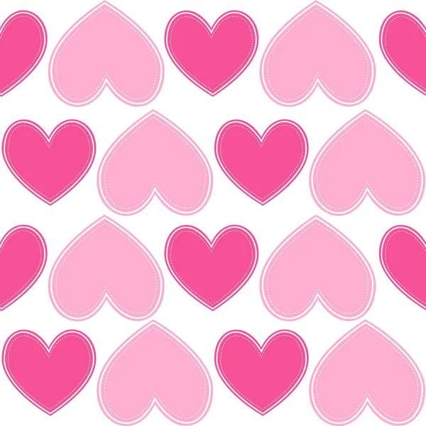 ピンクの心 ヴィンテージベクトルシームレスなパターン ロマンチックな バレンタインデーのテーマ 包装紙のためのテンプレート — ストックベクタ