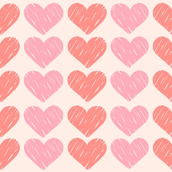 Rosa Kritzelherzen Vintage Vektor Nahtloses Muster Liebe Romantik Valentinstag Thema — Stockvektor