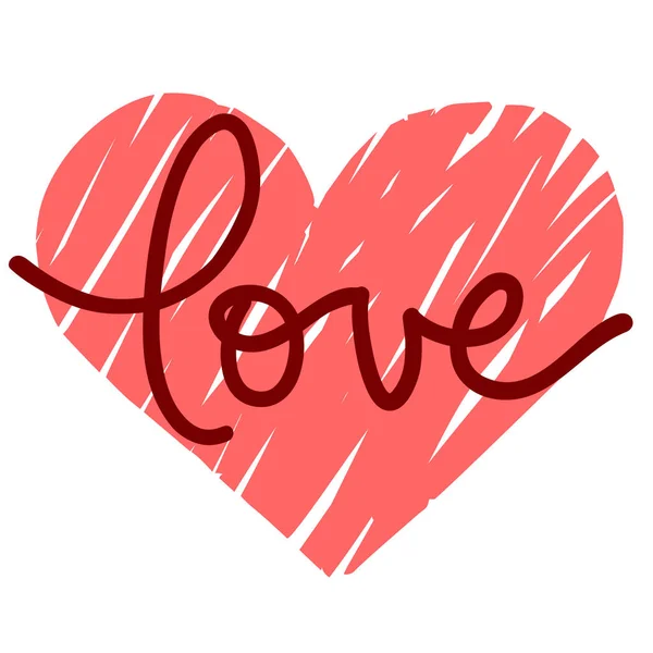 Valentine Card Doodle Hand Drawn Heart White Background Valentine Day — Vetor de Stock