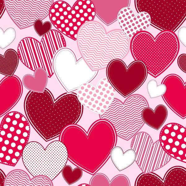 Siluet Hati Vektor Vintage Pola Mulus Cinta Romantis Valentines Tema - Stok Vektor