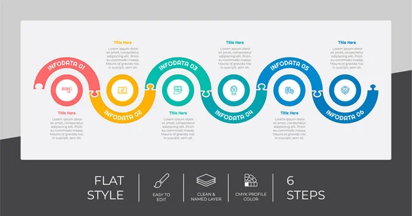 Passos Design Vetorial Infográfico Plano Com Conceito Quebra Cabeça Para Ilustração De Stock