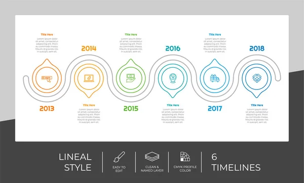 Business Timeline Infographic Vector Design Circles Presentation Lineal Timeline Infographic — Stock Vector