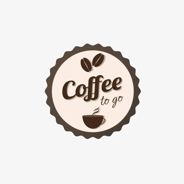 Sticker Café Emporter Couleur Marron Sur Fond Blanc Dans Style — Photo