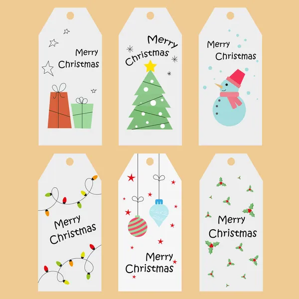 圣诞标签系列 圣诞礼物 树和白色背景的圣诞小游戏 — 图库照片