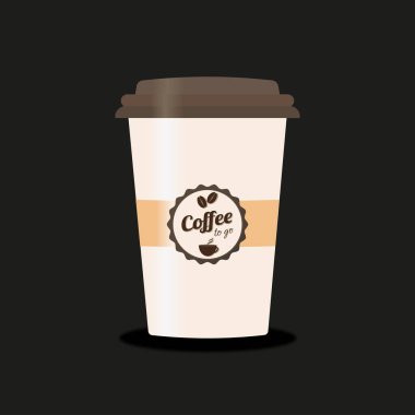 Kahverengi arka planda, düz bir tarzda bir fincan kahve.