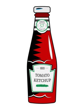Beyaz arkaplanda bir şişe domates ketçapı