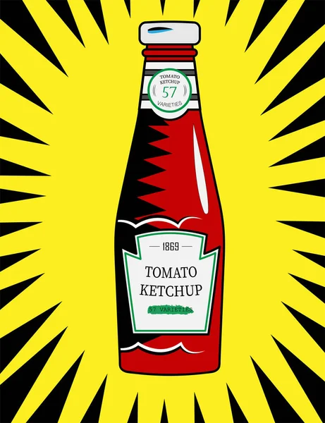 Sarı arka planda pop sanat bardağı domates ketçapı