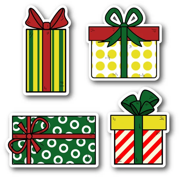 Noel hediyeleri / hediyeler. Vektör illüstrasyon seti Noel hediyesi. Simge, etiket, yazdırılabilir için vektör illüstrasyonu.