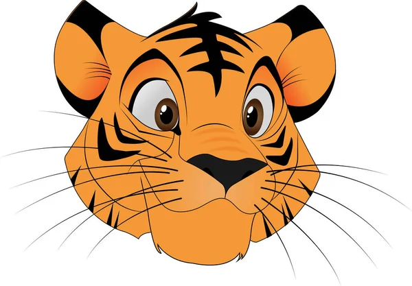 Голова Тигра Тигриное Лицо Белом Фоне Тигровая Карикатура — стоковый вектор
