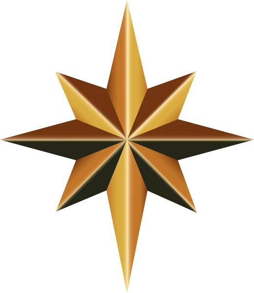 Яркая Золотая Рождественская Звезда Золотая Рождественская Звезда Звезда Елки Белом — стоковый вектор