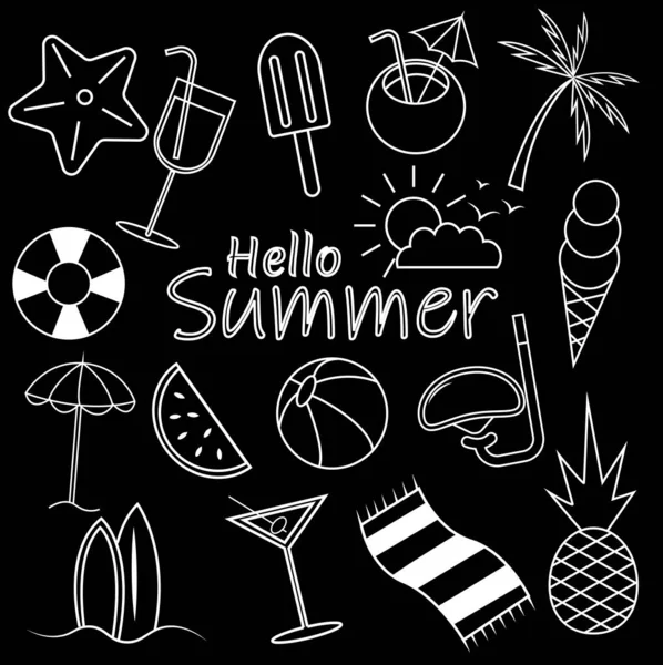 Merhaba yaz tatilleri simgesi siyah arkaplan üzerine kurulu