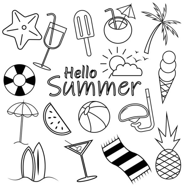 Merhaba yaz tatili simgesi beyaz arkaplanda ayarlandı