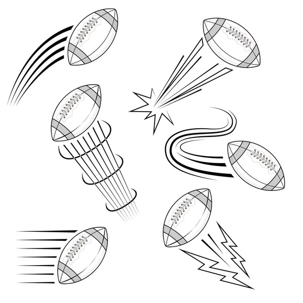 Amerikai Focilabda Címkéknek Emblémáknak Labda Mozgásban Van Repül — Stock Vector