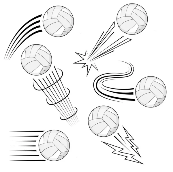 Volleyballbälle Für Etiketten Und Embleme Der Ball Ist Bewegung Flug — Stockvektor