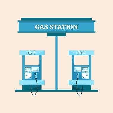 Petrol benzin istasyonu. Vektör düz çizim