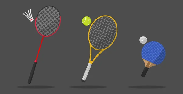 Sports Equipment Set Table Tennis Badminton Rackets — Stock Vector