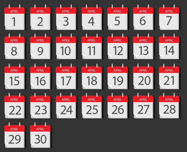 Calendar Mounts April Isolated Vector Icons Black Background Week Calendar — стоковый вектор