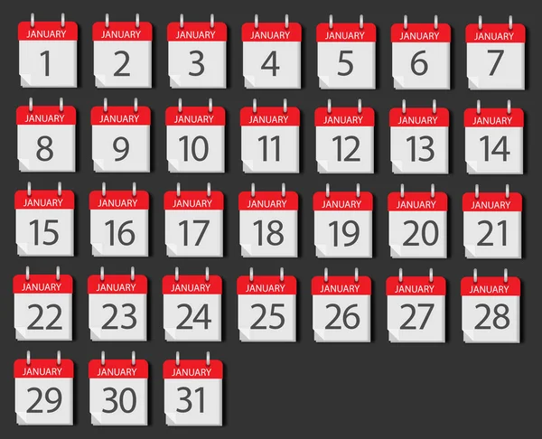 Calendar Mounts January Isolated Vector Icons Black Background Week Calendar — Wektor stockowy