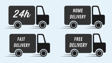 Fast & free shipping delivery truck flat icon for apps and websites