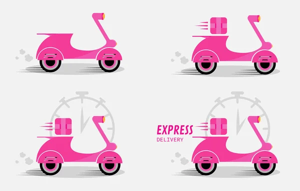 Online Delivery Service Home Office Delivery Delivery Scooter Express Delivery — Vettoriale Stock