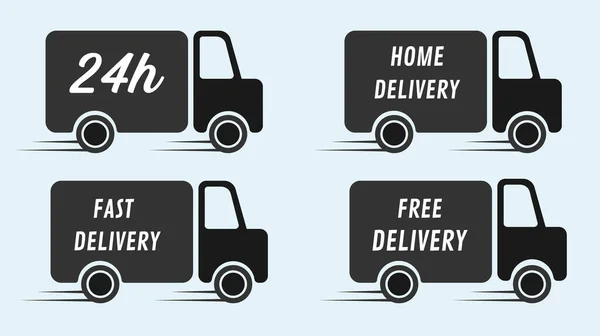 Fast Free Shipping Delivery Truck Flat Icon Apps Websites — 스톡 벡터