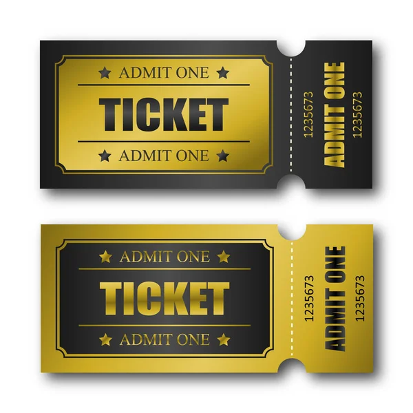 Realistic golden ticket on white background