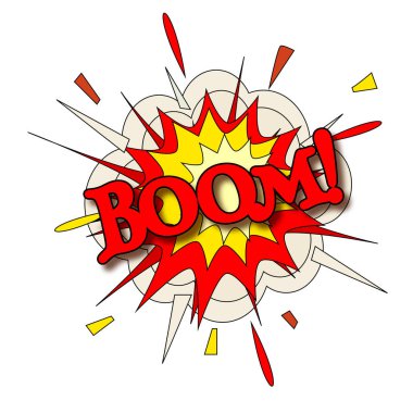 Boom pop art cloud bubble on white background