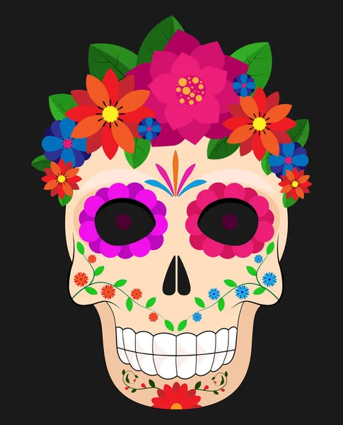 Dia de los muertos, Ölüler Günü, Meksika bayramı, festival. Kafatası şekeri, siyah arka planda kadın ve erkek