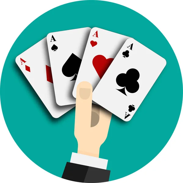 Tarjetas Póquer Mano Vector Símbolo Casino — Vector de stock