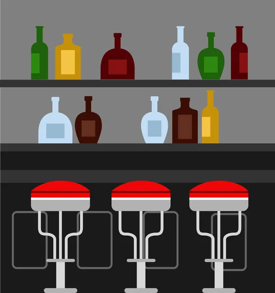 Bar Balcão Com Bebidas Alcoólicas —  Vetores de Stock