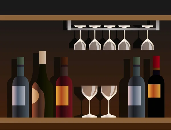 Bar Con Bebidas Vasos — Vector de stock
