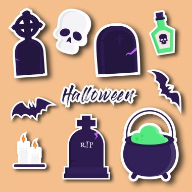 Parlak arkaplanda Cadılar Bayramı etiketleri