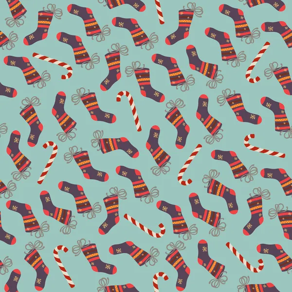 Modèle de Noël Chaussettes et bonbons — Image vectorielle