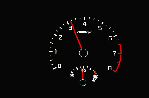 Dashboard Tachometer Odometer Car Detailing Car Dashboard Shows Thousand Rpm — Stock Photo, Image