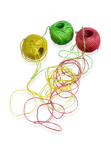 ウールのカラフルなボールのネットワーク — ストック写真
