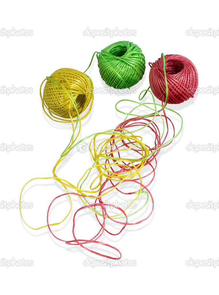 Network of colorful balls of wool