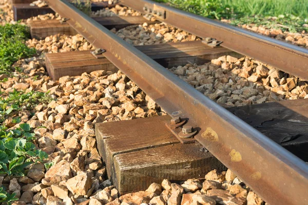Detalhe de trilhos ferroviários antigos — Fotografia de Stock
