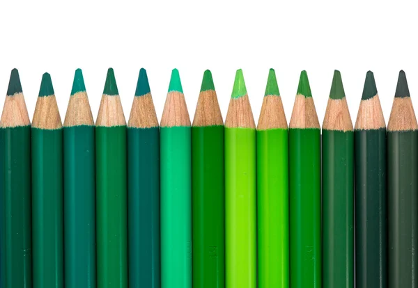 Row with Blue and Green Colored Crayons — Stock Photo, Image