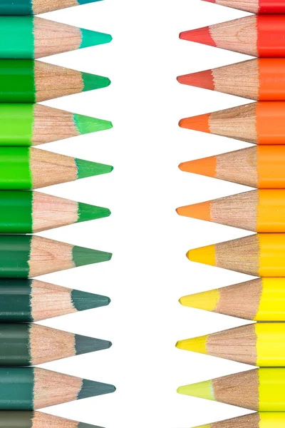 Two Opposite Rows with Colorful Crayons — Stock Photo, Image