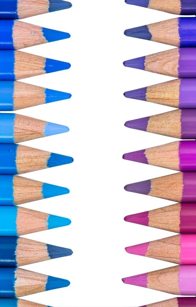 Two Opposite Rows with Colorful Crayons — Stock Photo, Image